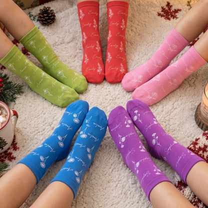 Custom Name & Birth Flower Gift For Girl, Kids - Personalized Socks
