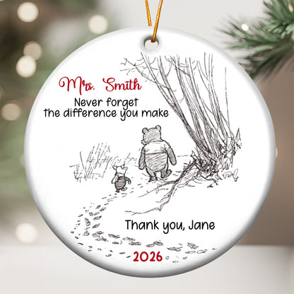 Never Forget The Difference You Make - Thank You Gift - Personalized Ceramic Ornament