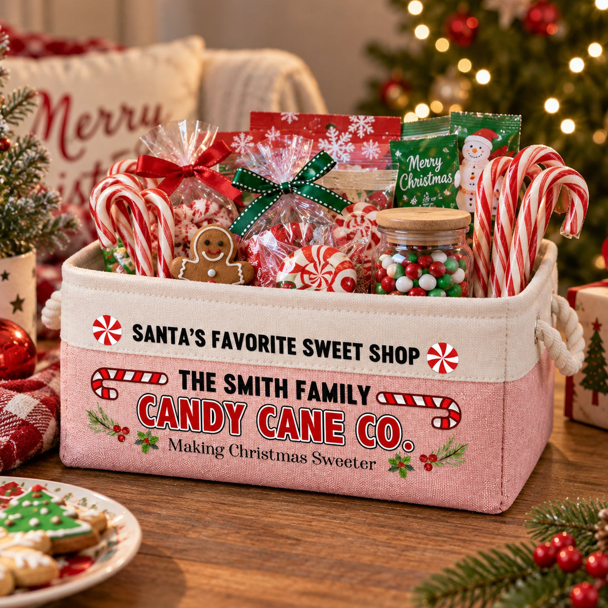 Santa's Treat Company Co Family Christmas Design - Personalized Storage Basket