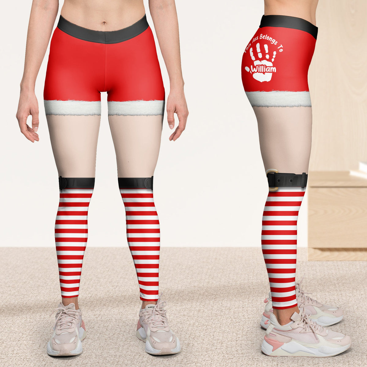 This A$$ Belongs To Funny Christmas Elf - Personalized Leggings