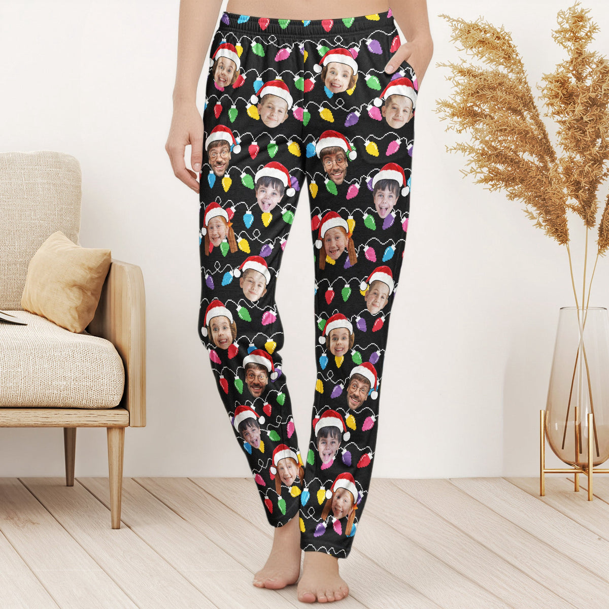 Custom Face Christmas Family Silly Xmas - Personalized Photo Lounge Pants