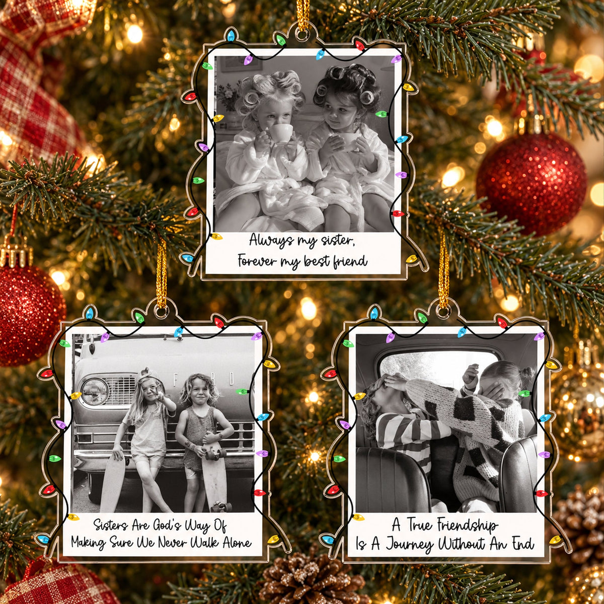 Custom Photo Vintage Old Polaroid - Friendship Gifts - Personalized Ornament