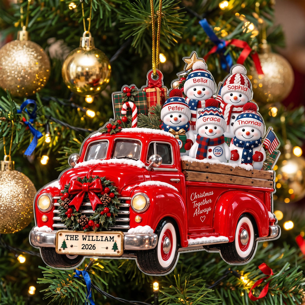 America 250Th Anniversary Snowman - Personalized Ornament