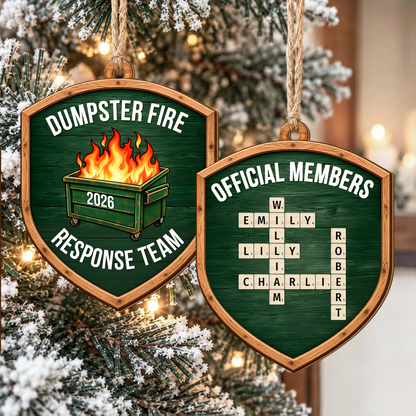 Dumpster Fire Response Team - Custom Name Coworkers Crosswords - Personalized Ornament