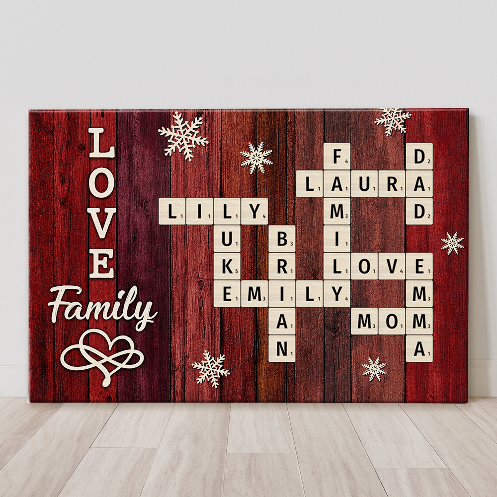 Family Love Custom Scrabble Vintage Christmas Gifts - Personalized Canvas