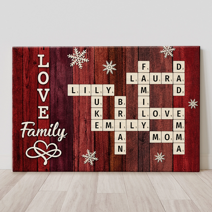 Family Love Custom Scrabble Vintage Christmas Gifts - Personalized Canvas