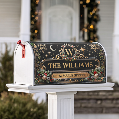 Custom Family Name & Address Christmas Theme - Personalized Mailbox Cover