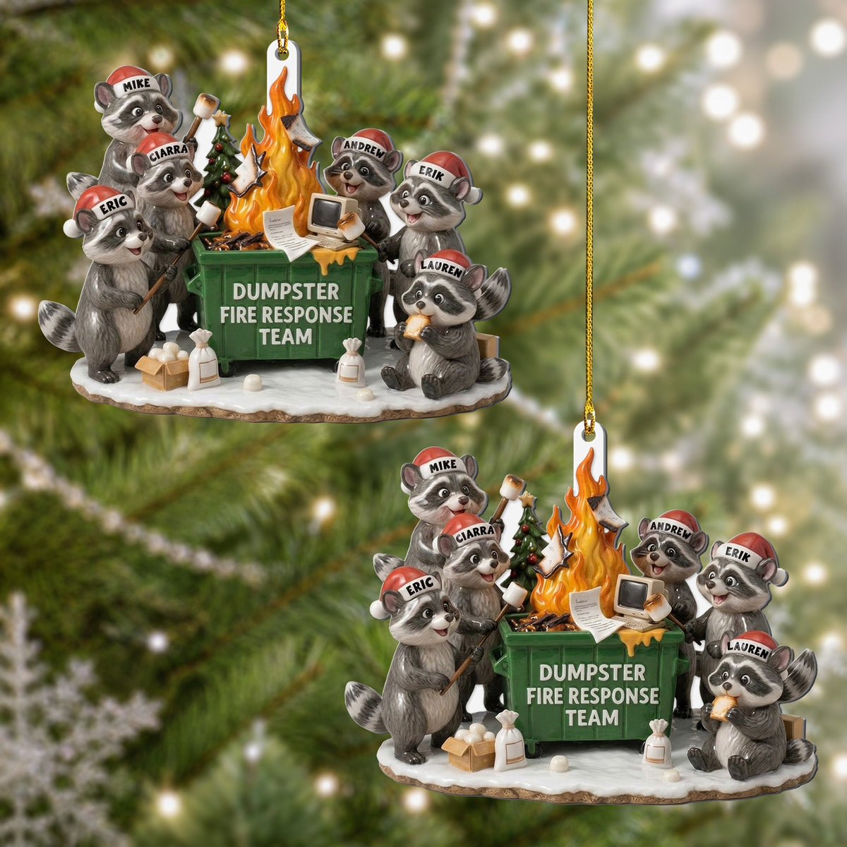 Dumpster Fire Response Team, Bulk Funny Gifts For Coworker Team - 3D Relief Ornament - Personalized Ornament