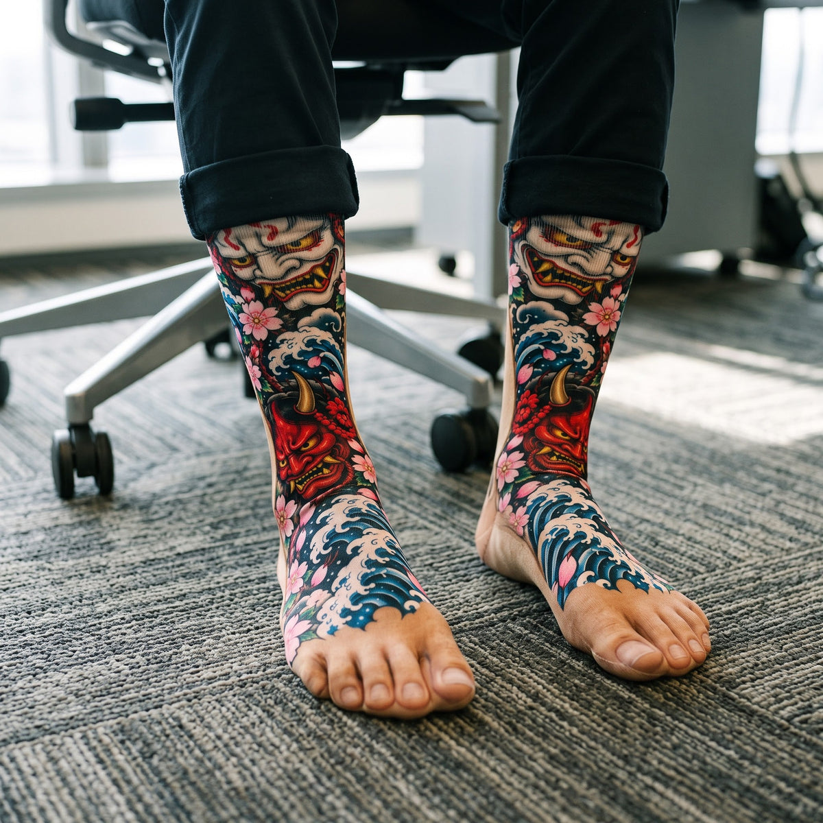 Funny Gag Gifts For Coworkers, Family, Kids - Tattoo Printed Gangster - Personalized Socks