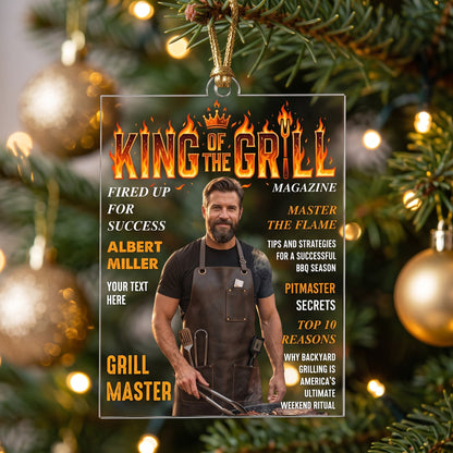 King Of The Grill Magazine Gift For Grill Master - Personalized Ornament