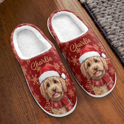 Christmas Custom Pet Portrait Watercolor Art Cozy Holiday Gift - Personalized Slippers