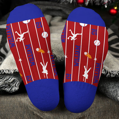 Custom Name & Number For Baseball, Softball, Soccer, Football, Hockey Lover - Personalized Socks