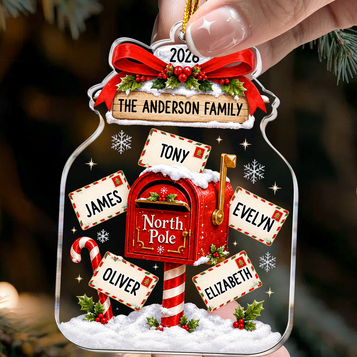 Custom Name North Pole Christmas Acrylic Ornament - Personalized Ornament