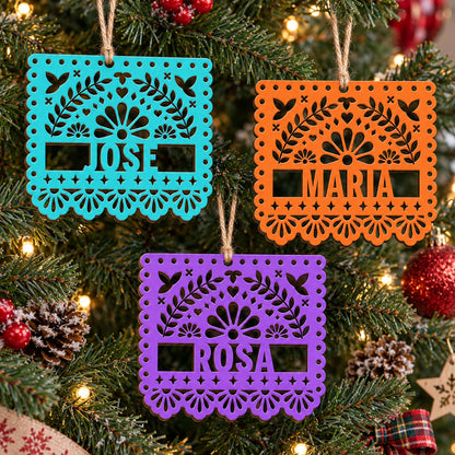 Custom Papel Picado Ornament Gift For Family Mom Dad - Personalized Ornament
