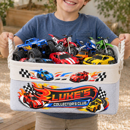 Custom Name Toys Cars Storage For Son, Vehicles Storage, Boys Birthday Gift - Personalized Storage Basket