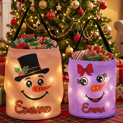 Custom Kid Snowman Faces Christmas Gifts For Kid, Sons, Daughters, Grandkids - Personalized Basket