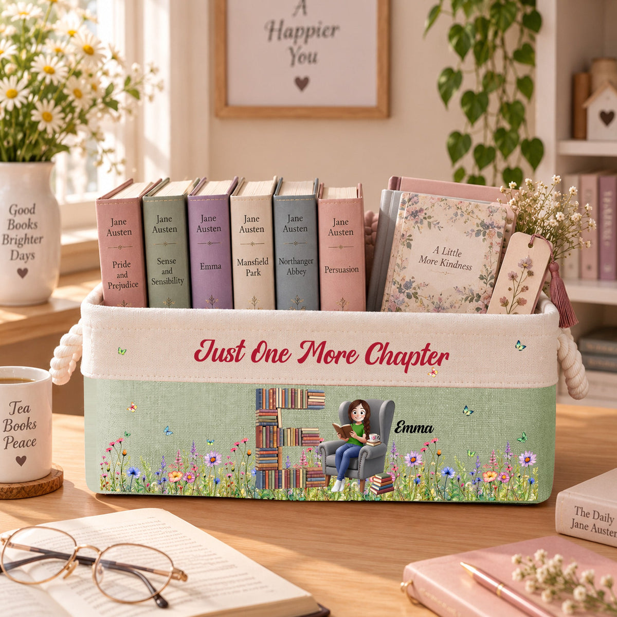 Just A Girl Who Loves Books Gift For Book Lover, Bookworm - Personalized Storage Basket