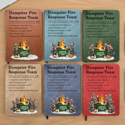 Dumpster On Fire Response Team - Funny Exchange Gift For Coworker Team - Personalized Leather Journal