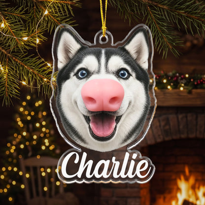 Custom Funny Dog Photo Squishy Nose - Personalized Ornament