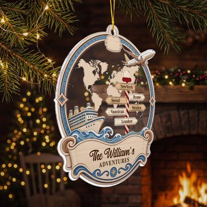 Cruise And Plane Adventures - Personalized Ornament