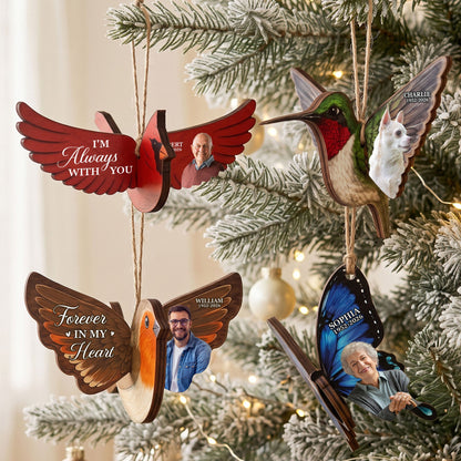 Always With You Memorial Custom Photo Caridnal Bird Humming Bird Butterfly - Personalized Ornament