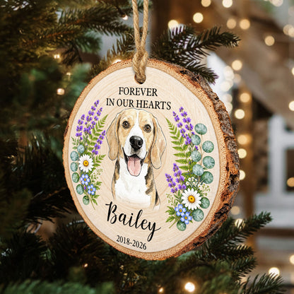 Forever In Our Hearts Memorial Custom Photo Watercolor Pet Loss Gifts - Personalized Ornament
