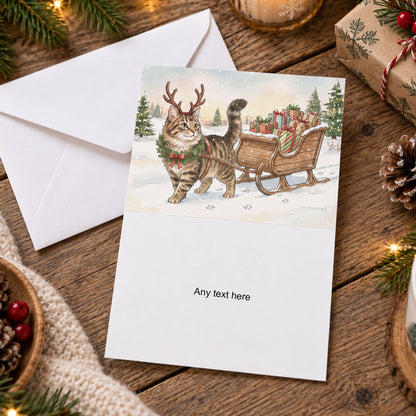 Custom Photo Pet Christmas Card Watercolor - Personalized Card