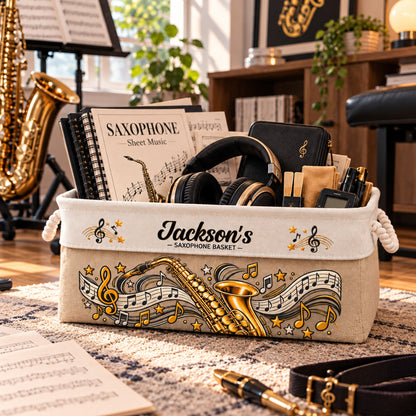 Saxophone Musician Gift Sax Player For Band Student, Music Teacher, Saxophone Player - Personalized Storage Basket