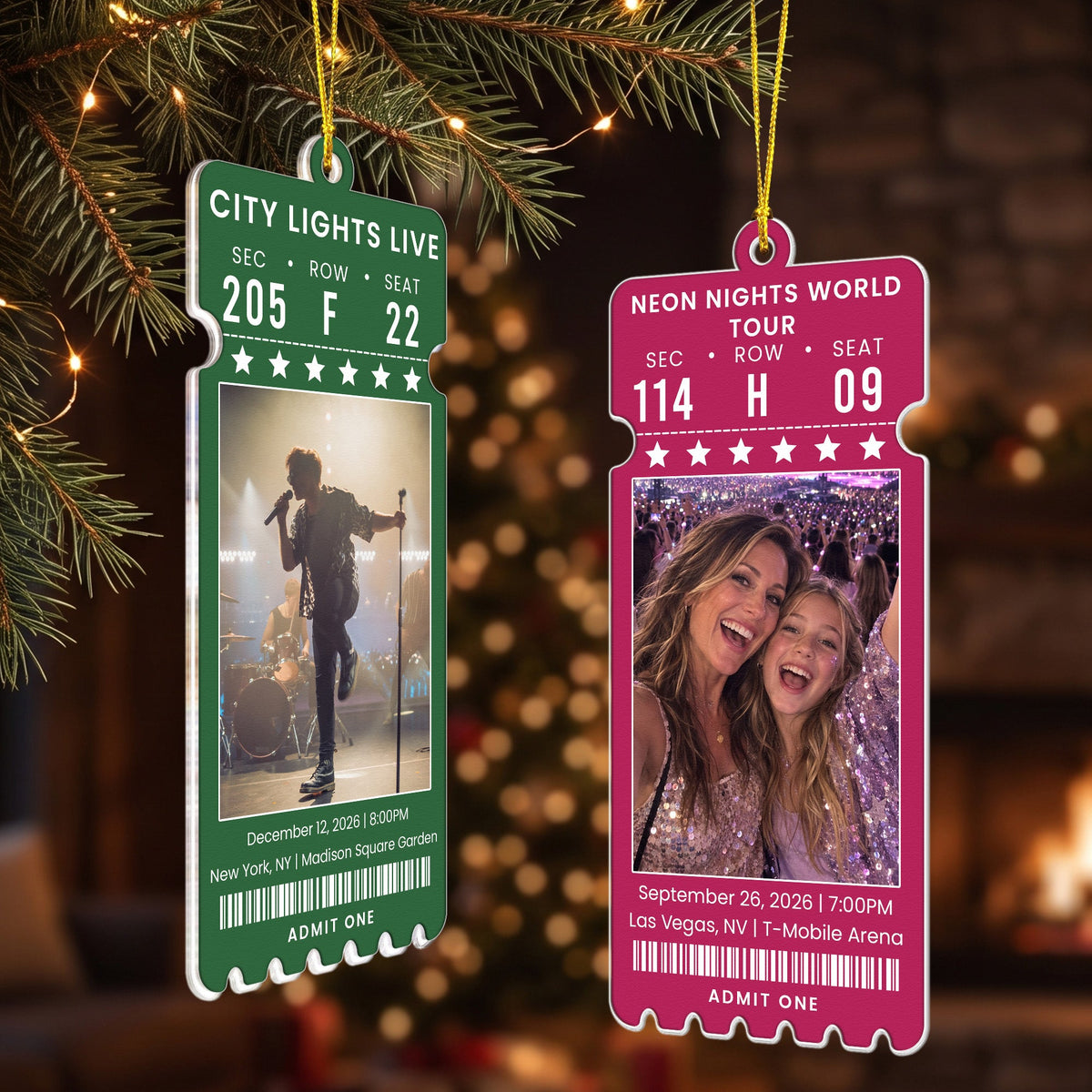 Custom Concert Ticket With Photo Music Event For Fans, Music Lovers - Personalized Ornament