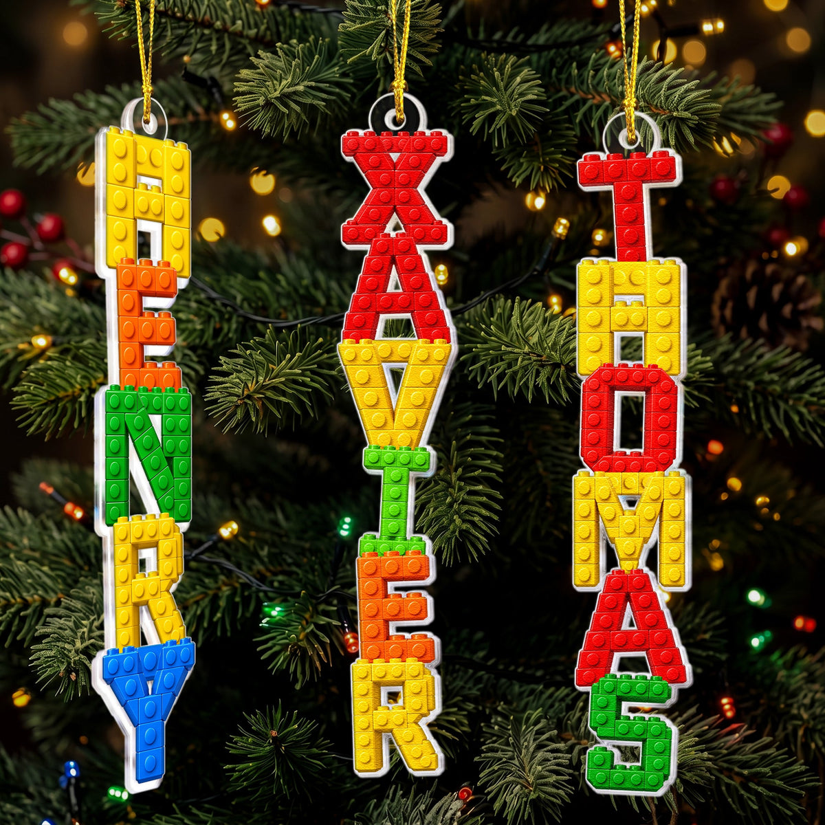 Custom Name In Lego Puzzle - For Kids, Lego Lovers - Personalized Ornament