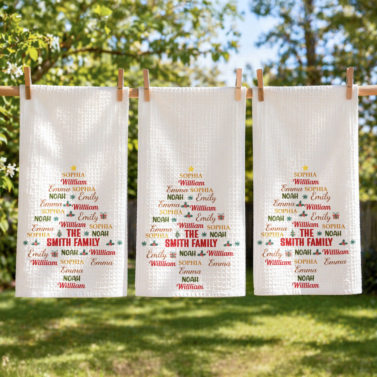 Custom Family Name For Christmas Family Party, For Grandparents - Personalized Kitchen Towel