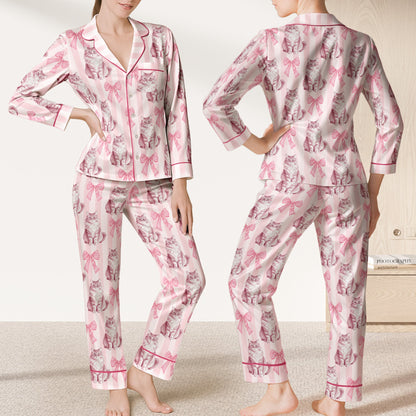 Girly Sleepwear For Pet Lover, Gift For Her, Custom Photo Pet Portrait Watercolor - Personalized Pajamas