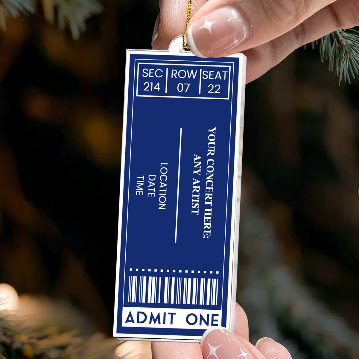 Favorite Concert Ticket Music Lovers Gifts, For Daughters, Friends - Personalized Acrylic Ornament