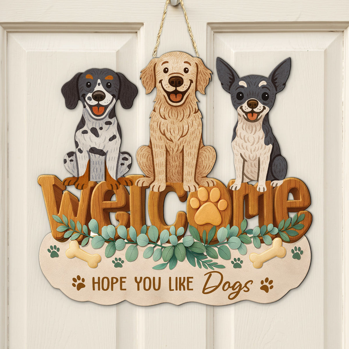 Custom Hope You Like Dogs Welcome Sign - Personalized Wood Sign