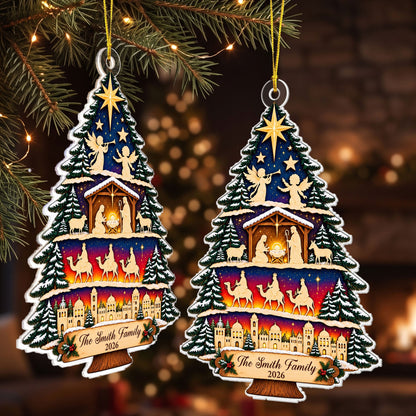 Nativity Scene, Christmas Nativity Tree - Personalized Ornament