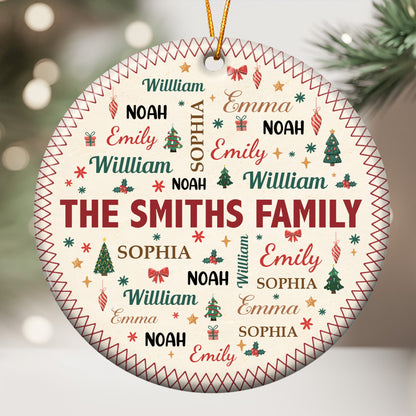 Family Name Word Christmas Theme - Personalized Ornament