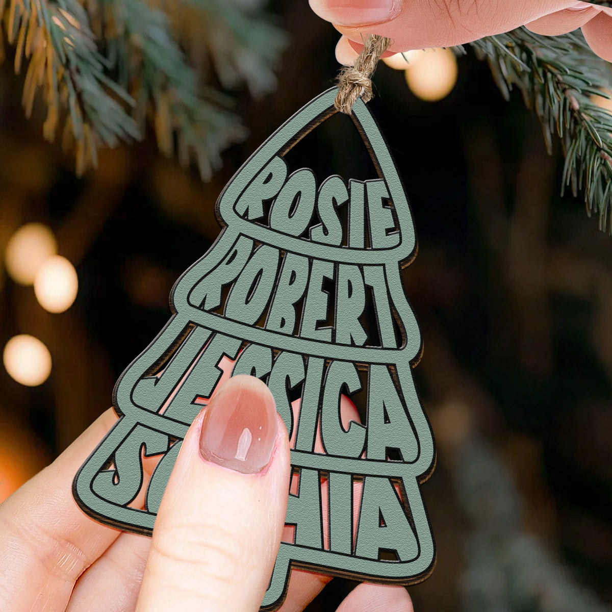 Family Names Christmas Tree Shape - Personalized Ornament