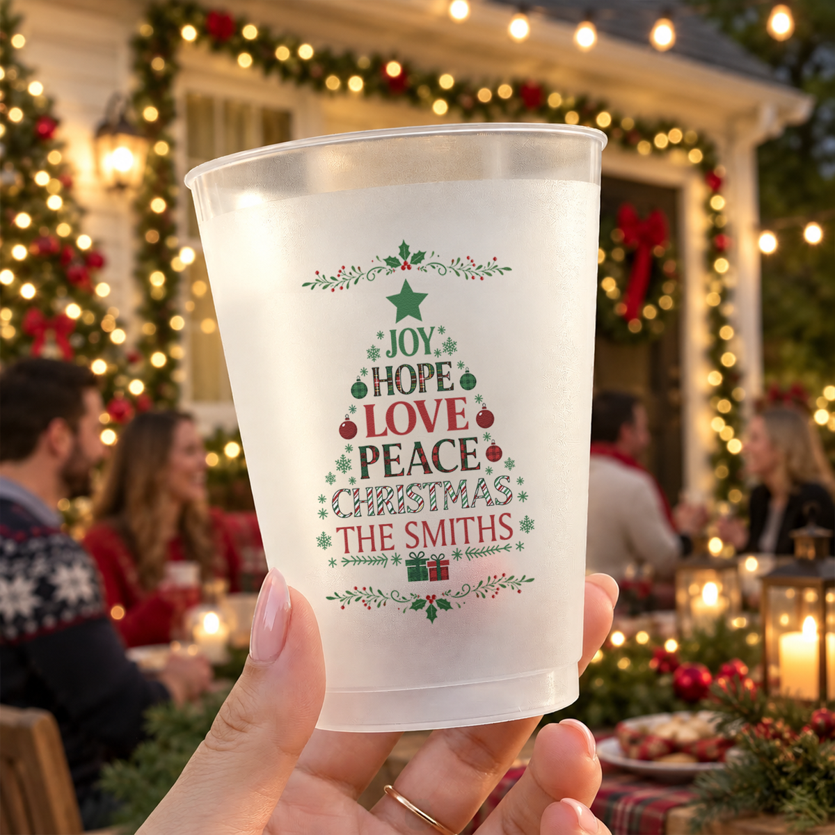Joy, Hope, Love, Peace, Christmas - Personalized Cups