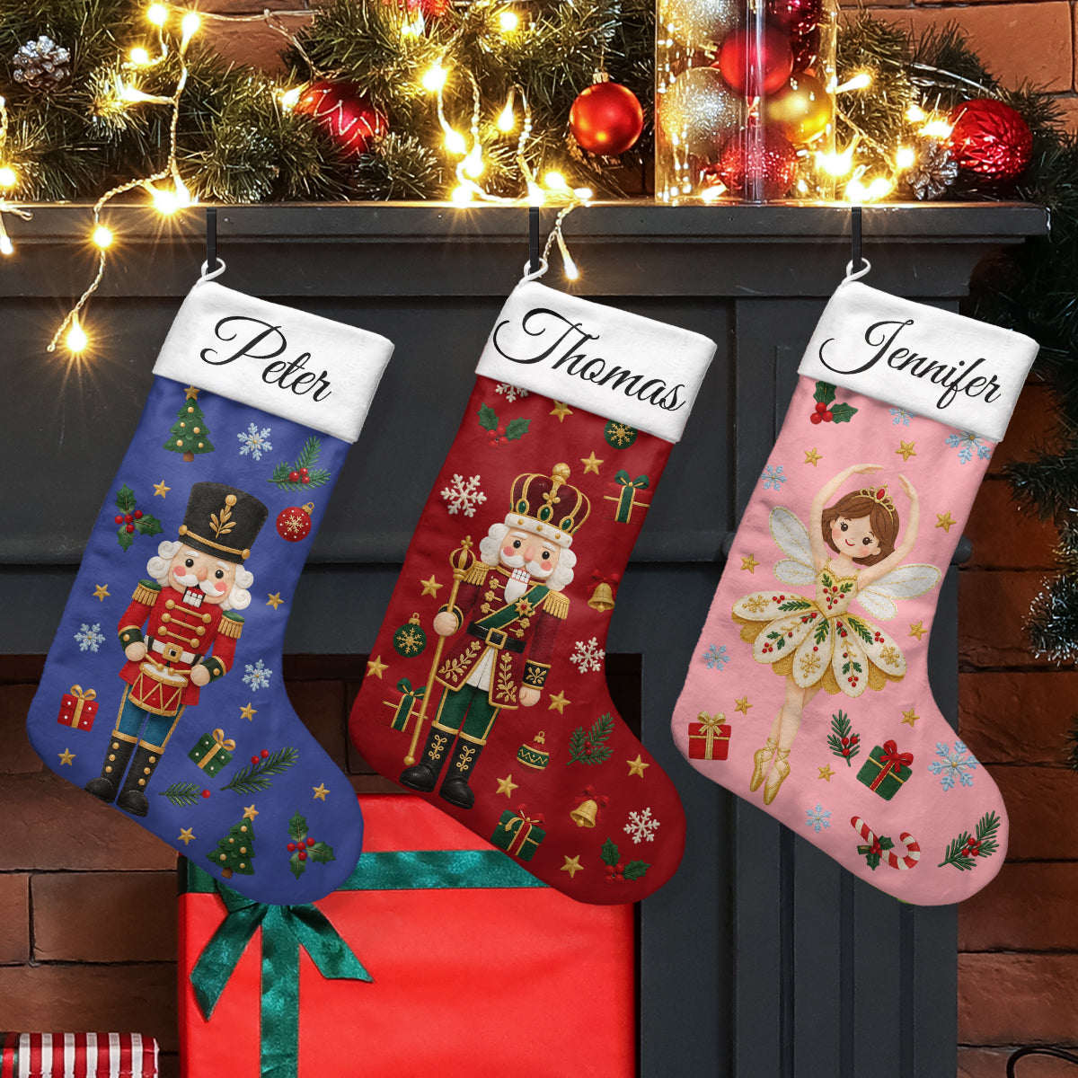 Nutcracker Christmas Stocking For Kids, Grandkids Custom Name & Character - Personalized Stocking