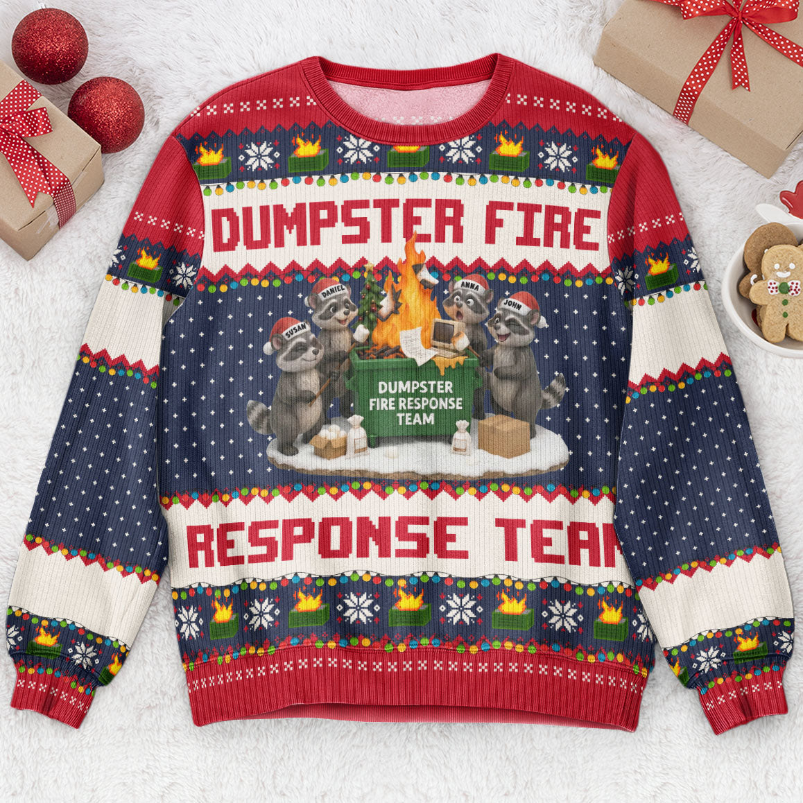 Dumpster On Fire Response Team - For Funny Ugly Sweater Party - Personalized Sweater