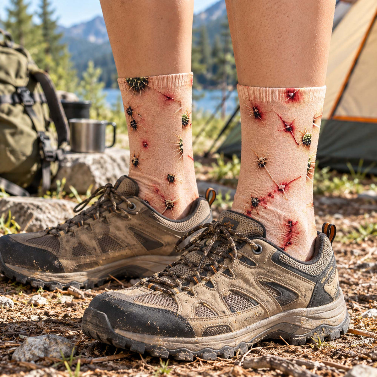 Funny Camping Socks – Realistic 3D Outdoor Adventure Novelty – Gag Gifts For Campers - Personalized Socks