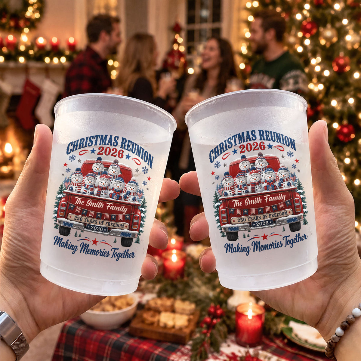America 250th Anniversary Christmas Party Gathering Family, Grandparents - Personalized Cups