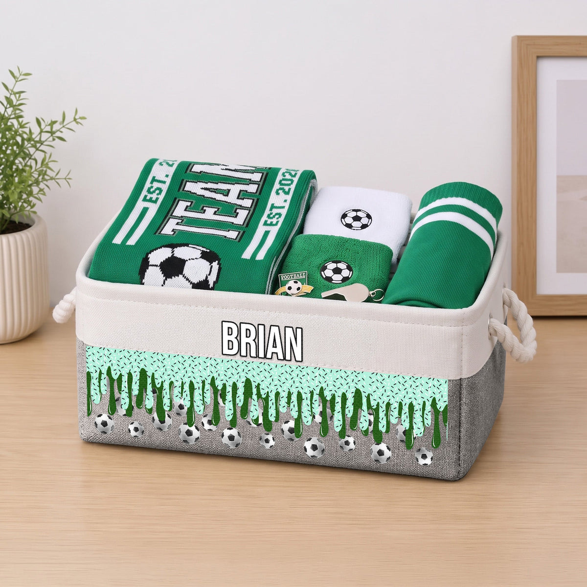 Icecream Drip Design For Baseball, Softball, Soccer, Football, Basketball, Hockey Lover - Personalized Storage Basket