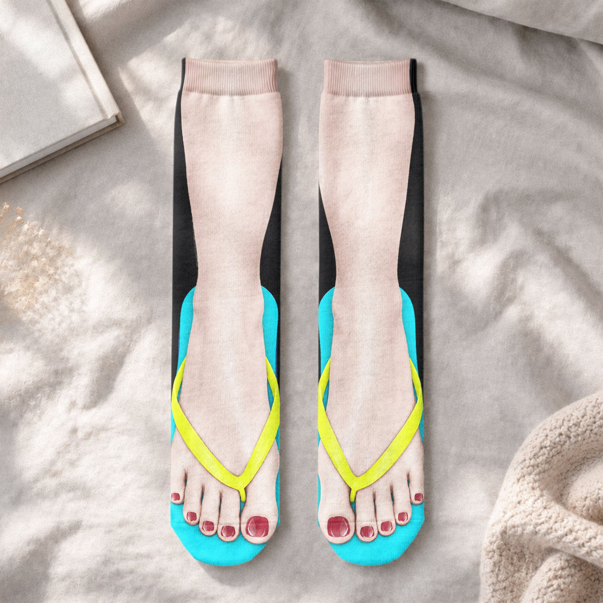 Feet With Slipper Funny Christmas Gift For Him Her And Coworkers - Personalized Socks
