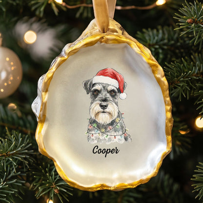 Custom Pet Photo Watercolor Oyster Christmas Ornament - Personalized Ornament