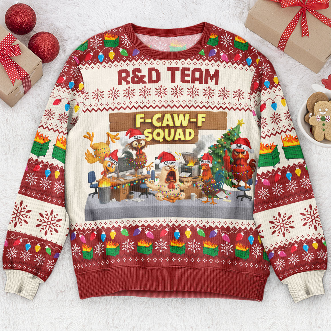 F-Caw-F Squad - For Funny Ugly Sweater Party - Personalized Sweater