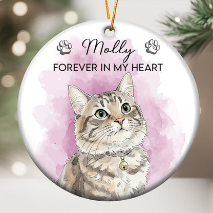 Custom Watercolor Pet Portrait Memorial Pet Loss Gift - Personalized Ornament