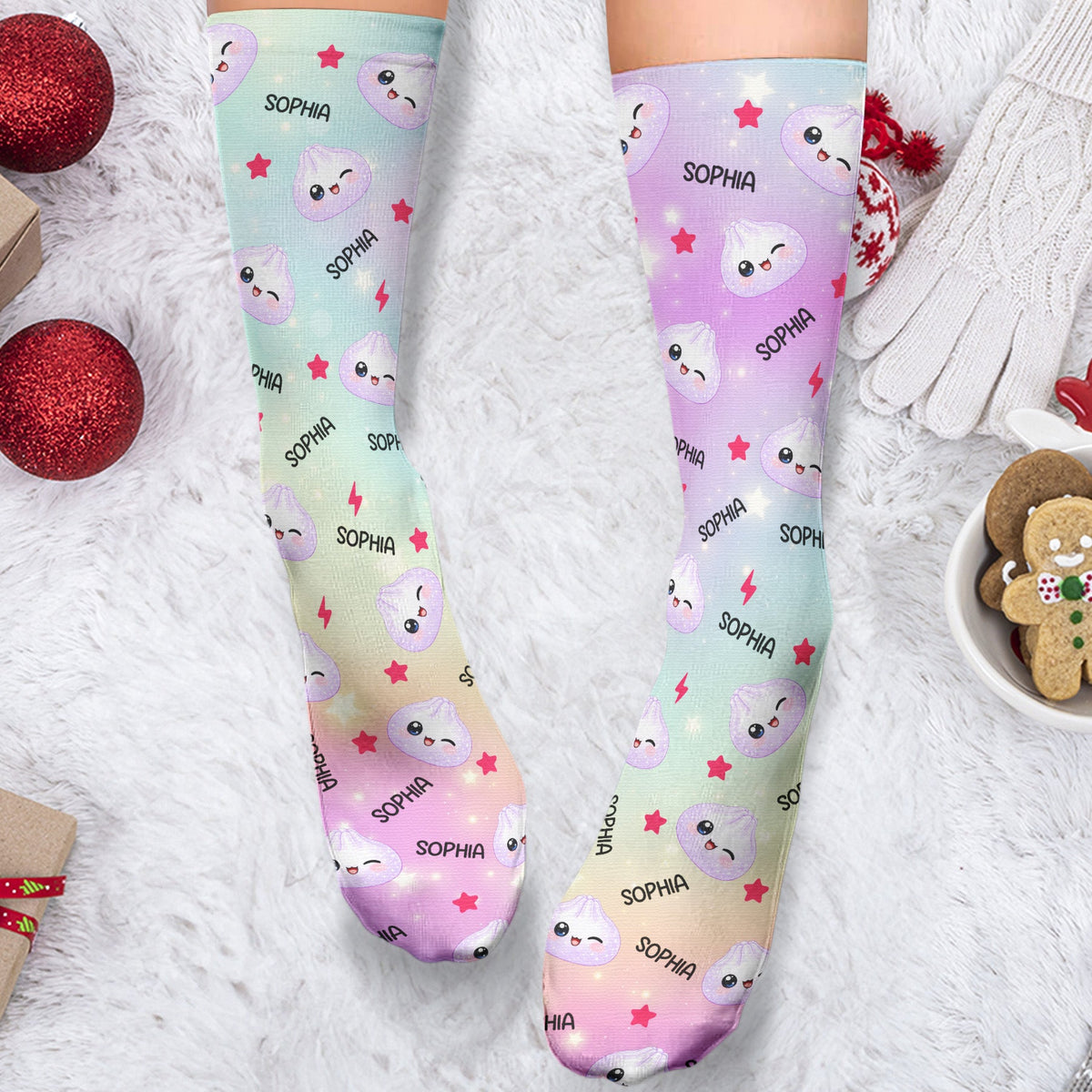 Cute Dumpling Custom Name - Personalized Socks