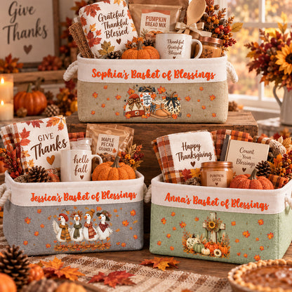Thanksgiving Fall Season Decoration - Personalized Storage Basket