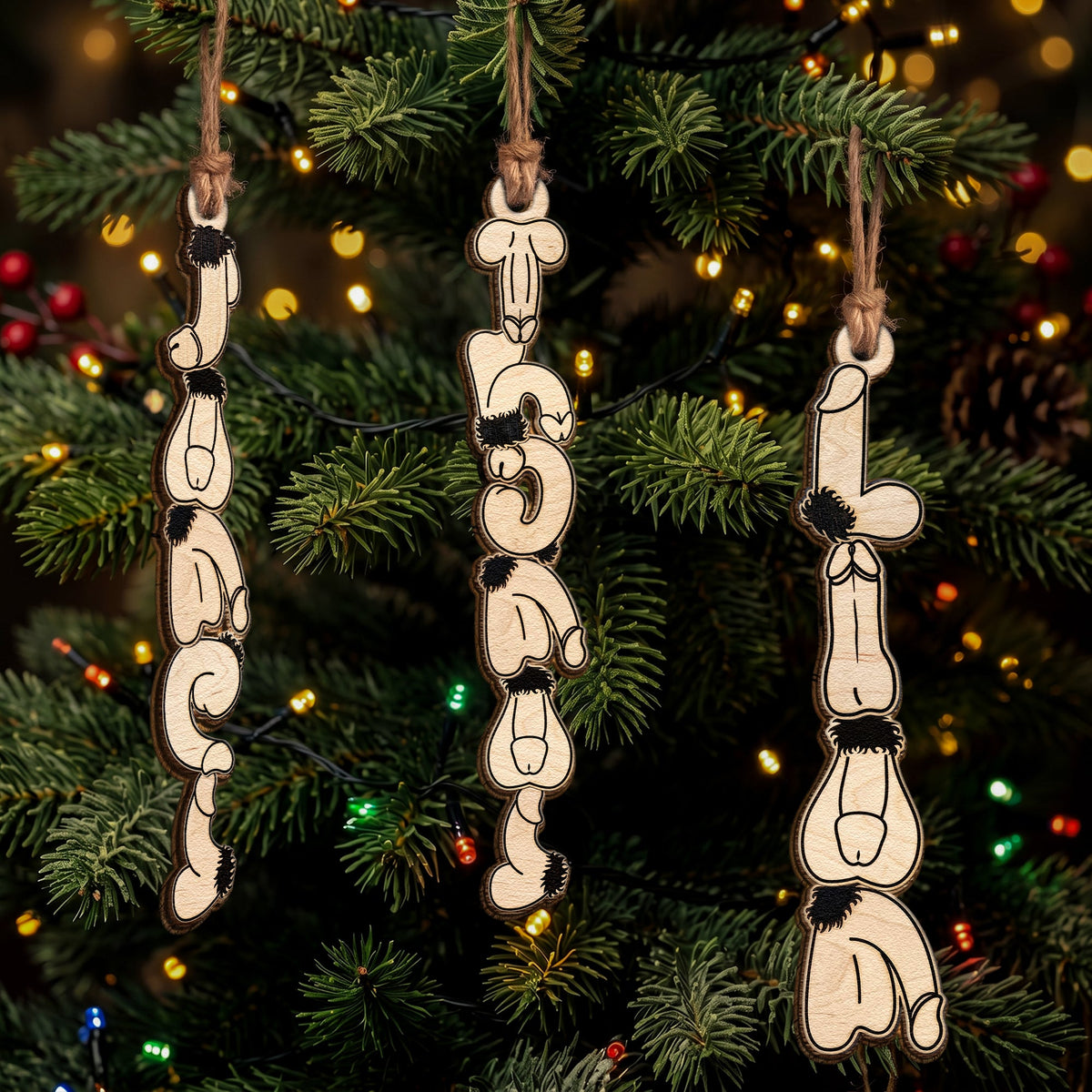 Custom Name With Naughty Gag Gifts, White Elephant Party - Personalized Ornament